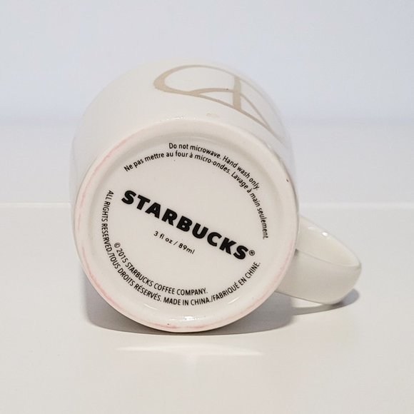 2/$30 - Starbucks 3oz Espresso Demi-Tasse Peace Gold Foil Cup - NIB - Picture 5 of 6